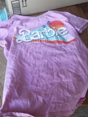 Barbie Lavender Graphic Tee with Retro Sunset Print